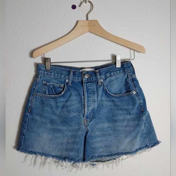 Zara Denim Shorts Frayed Hem Size 6 - Picture 1 of 5